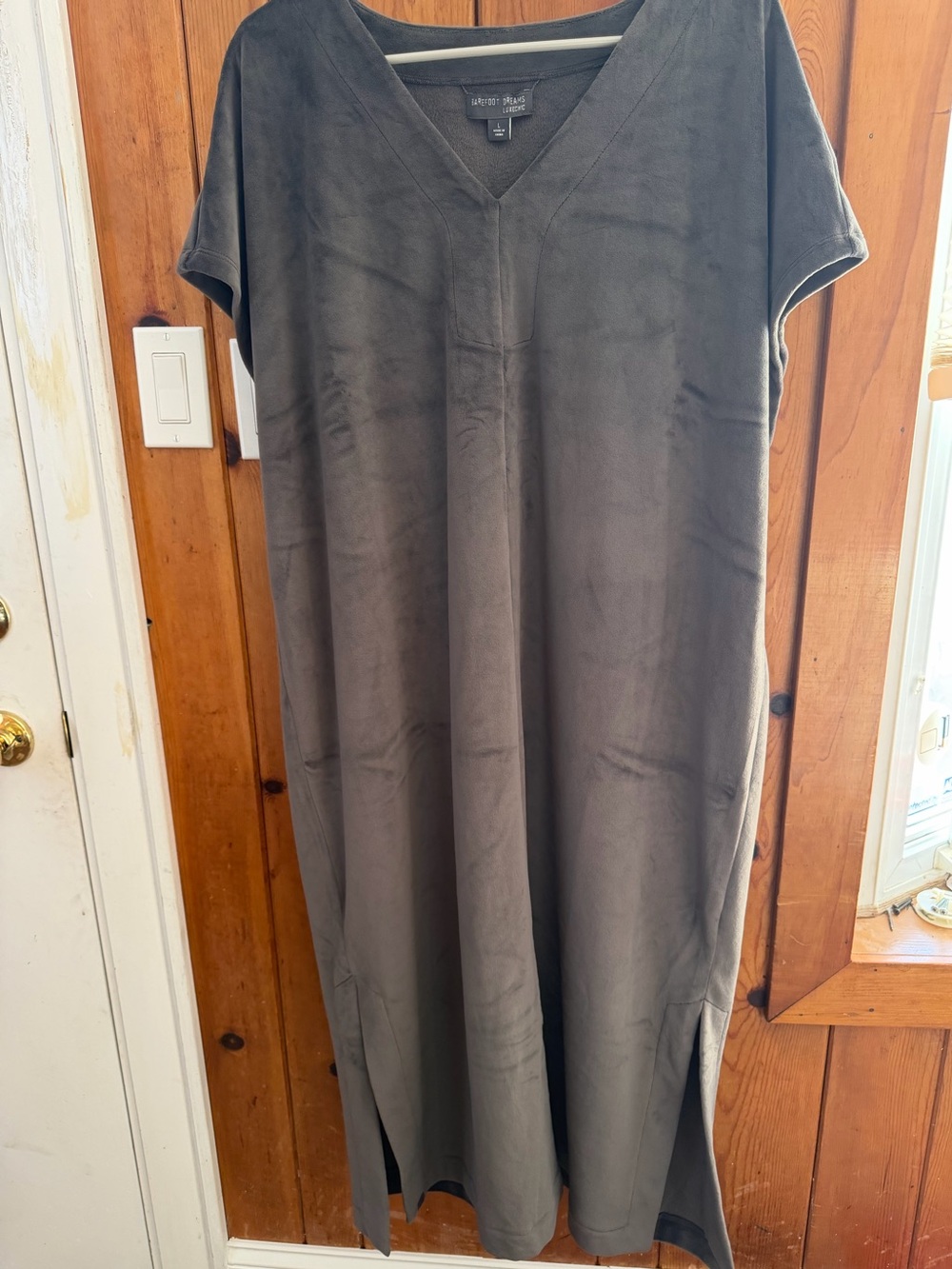 Barefoot Dreams Charcoal Cozy Velour-feel Maxi Shift Dress